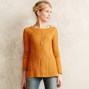 Anthropologie cable knit orange sweater
